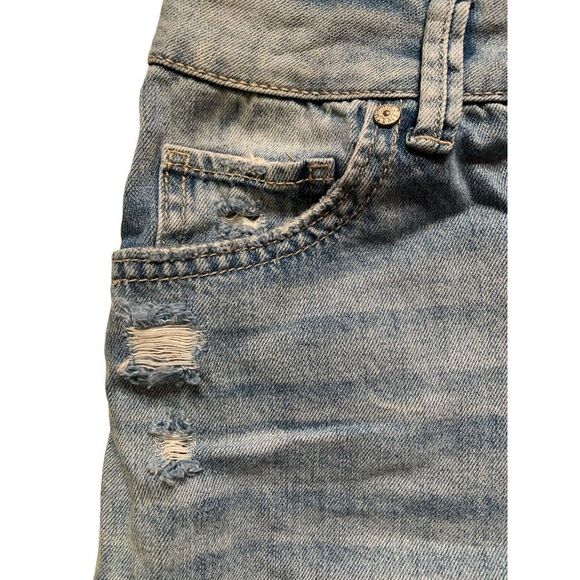 Rewash Denim Jean Shorts 3/26 Wedge Midi Vintage High Rise Light Blue NWT 3501 - Picture 3 of 11